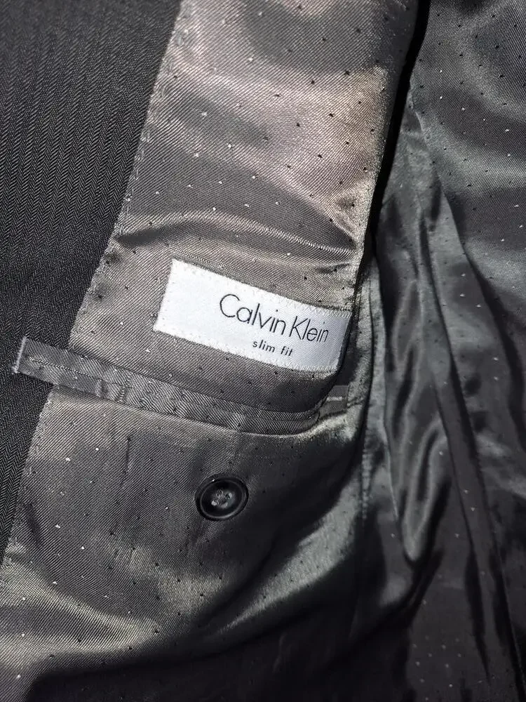 Calvin Klein Blazer Slim Fit Dark Gray 2‎ Button Size 42L